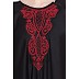 Embroidered Umbrella cut Nida abaya- Black-Red